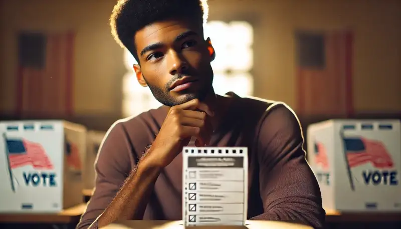 Smart Young Man taking His Vote Seriously