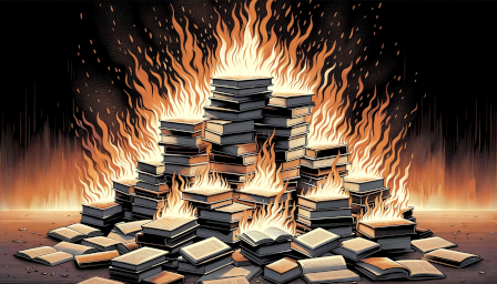 Pile of burning books