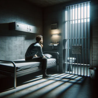 image of a man in a jail cell