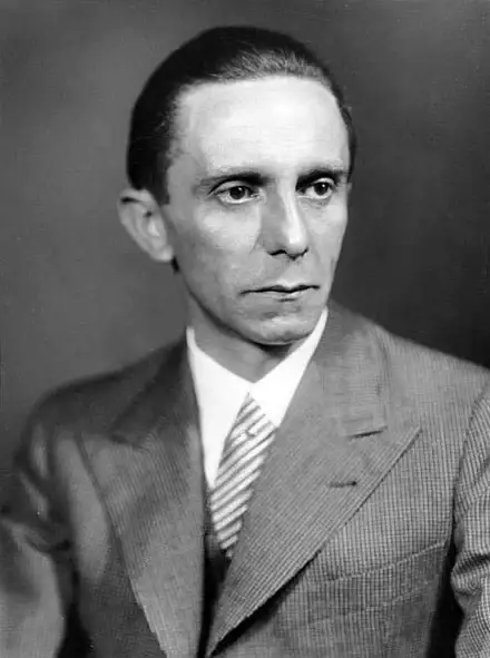Paul Joseph Goebbels was a German Nazi politician and philologist who served as the Gauleiter of Berlin, chief propagandist for the Nazi Party, and Reich Minister of Propaganda from 1933 to 1945.