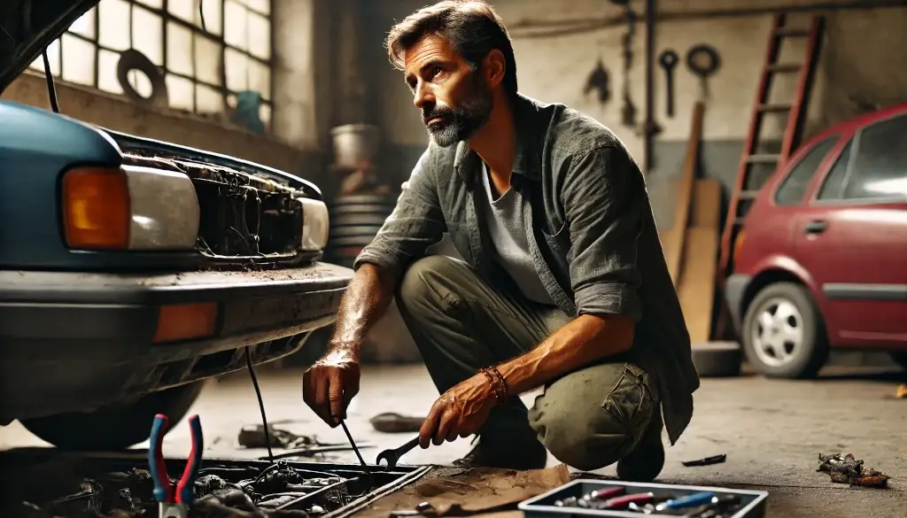 A man working with tools, focused on his task