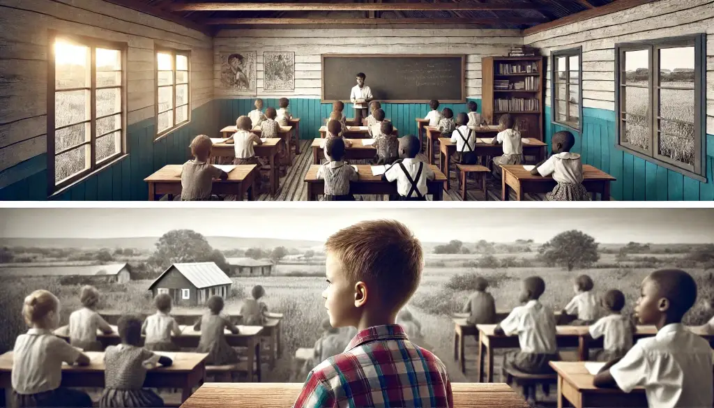 A young boy in a rural classroom