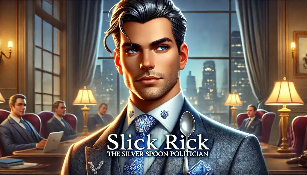 Born into wealth, Rick is a trust-fund baby who inherited his political career from his father